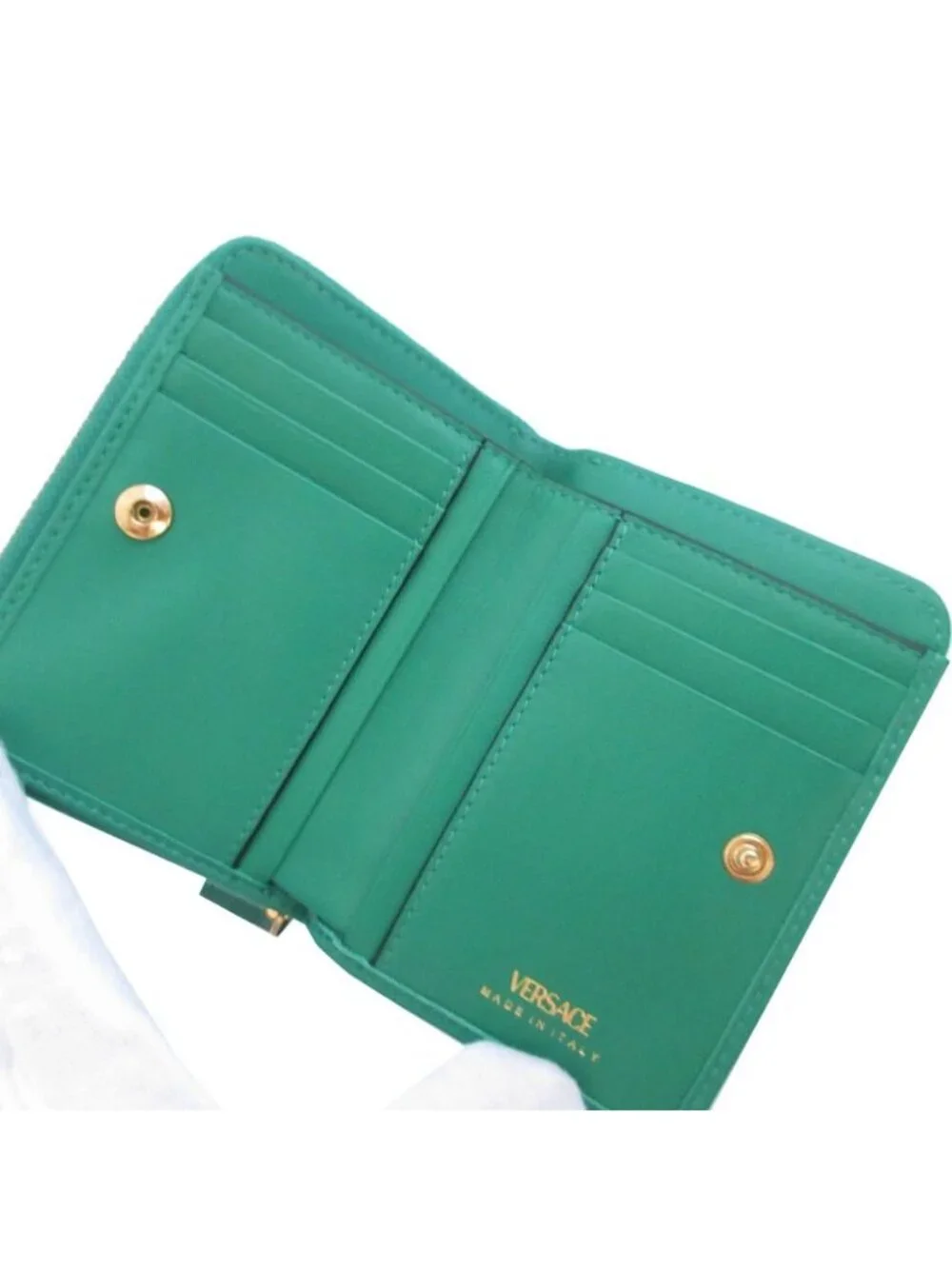 Versace Medusa Quilted Leather Green Bifold Wallet